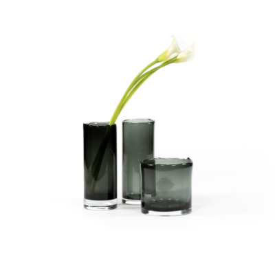 Smoke Glass Organic Rim Vase