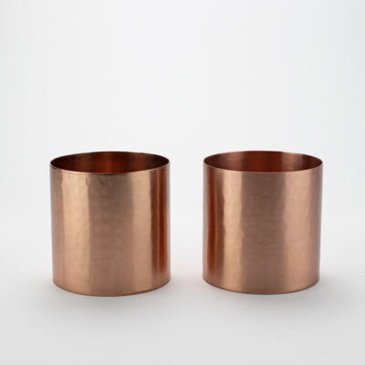 Set of 2 Small Hammered Copper T-light Holders