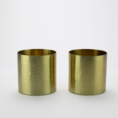 Set of 2 Small Hammered Gold T-light Holders