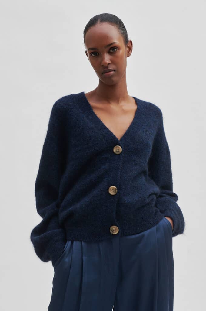 Brook Knit Drop Shoulder Cardigan Blue | Margareta Concept Store